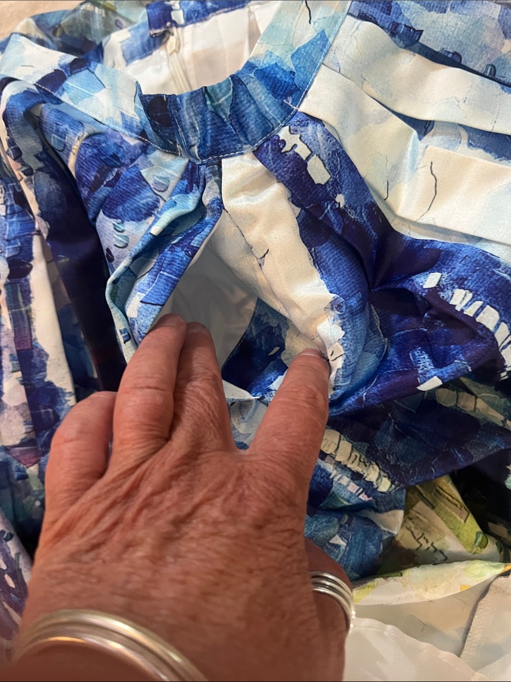 Colorful Pleated Midi Skirt - Blue Multi - Picture 8 of 8
